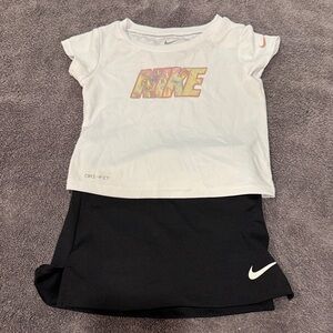 Nike White Tee and Black Skirt Set